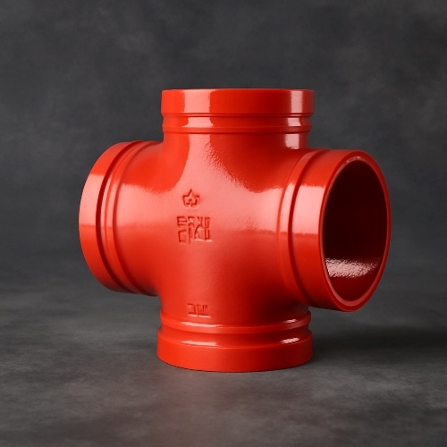 Крестовина переходная под резьбу грувлок ковкий чугун ДУ 50x25 (ДН 60x33) 2x1